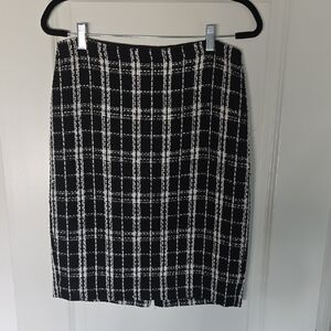 Calvin Klein Black and White Checkered Pencil Skirt